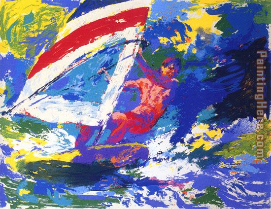 Wind Surfing painting - Leroy Neiman Wind Surfing art painting